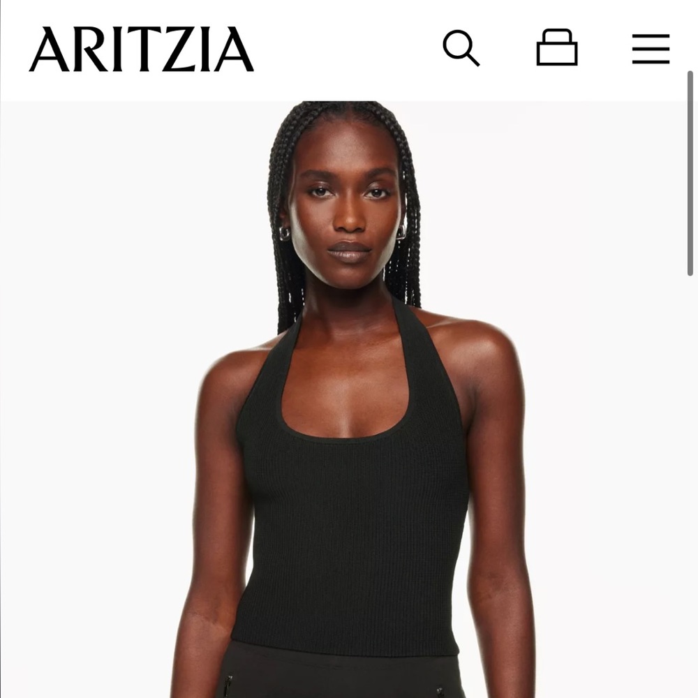 ARITZIA babaton Sculpt Knit Backless Halter Top Black